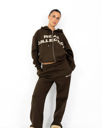 Oversized Zip-Up Hoodie, 420GSM Fleece — Chocolate Brown
