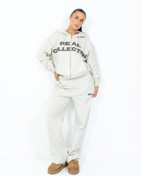 Oversized Zip-Up Hoodie, 420GSM Fleece — Marl Grey