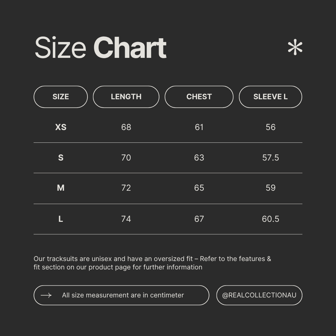 Pure Collection Sizes Chart Core Hoodie — Ash – REAL COLLECTION AU