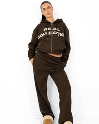 Wide Leg Tracksuit Pants — Tall Fit (5'7"+) — Chocolate Brown
